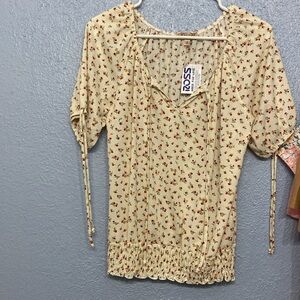 Red and Yellow Flowered Blouse